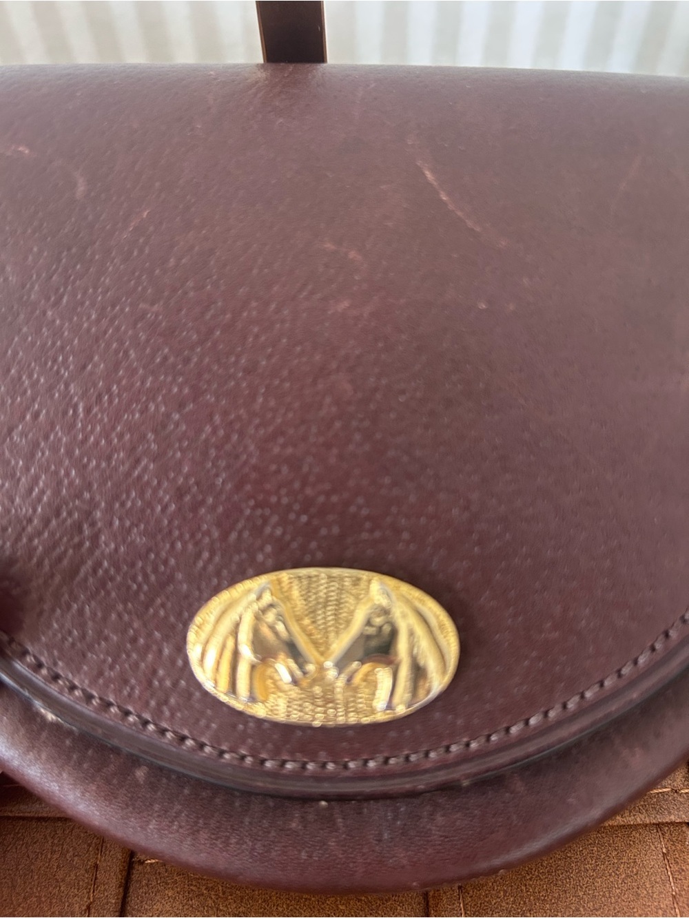 Vintage Kentucky Leather Works Saddle Bag Crossbody Leather Bag Gold Hardware - Picture 7 of 9